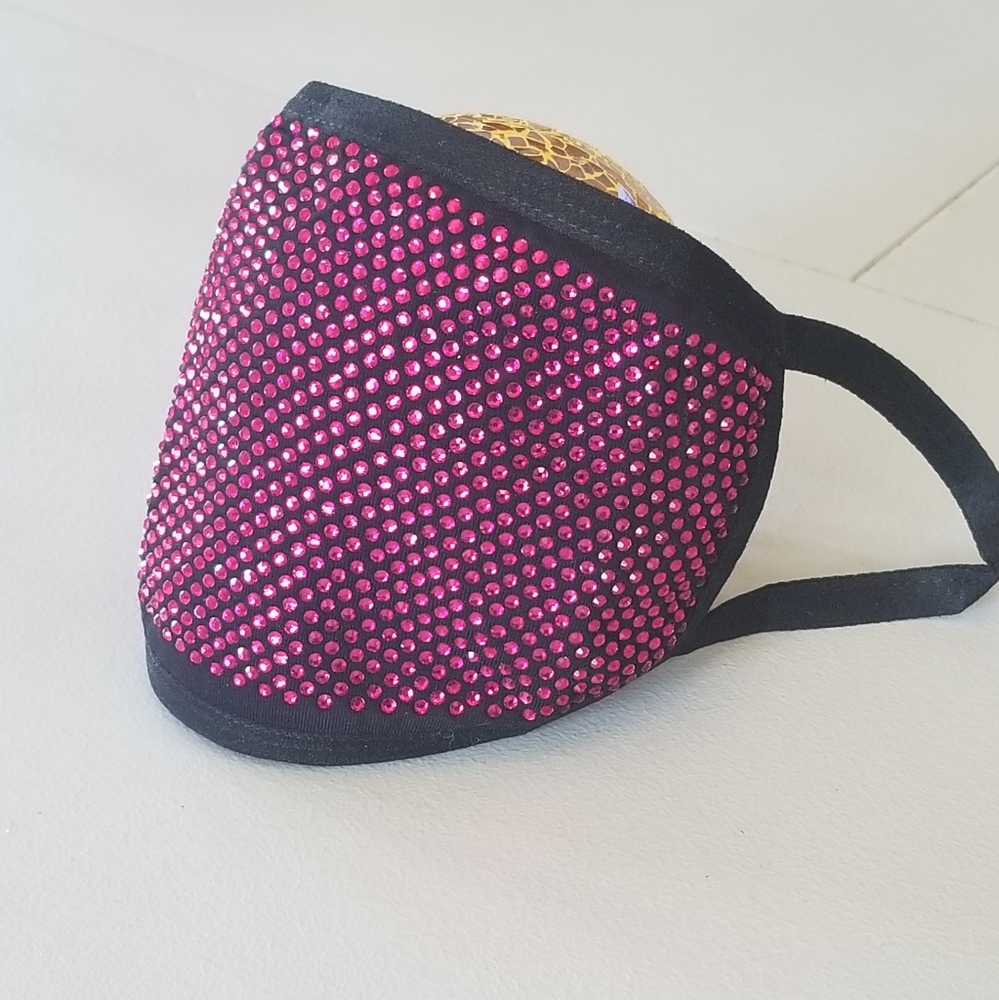 Fuchsia/Pink Rhinestone Face Cover